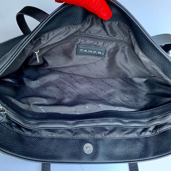 _Tahari black pebbled vintage designer shoulder tote bag +removable zipper pouch - Picture 10 of 11
